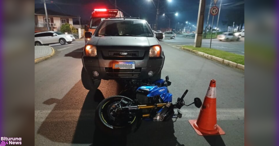 Acidente em Porto União deixa motociclista ferido