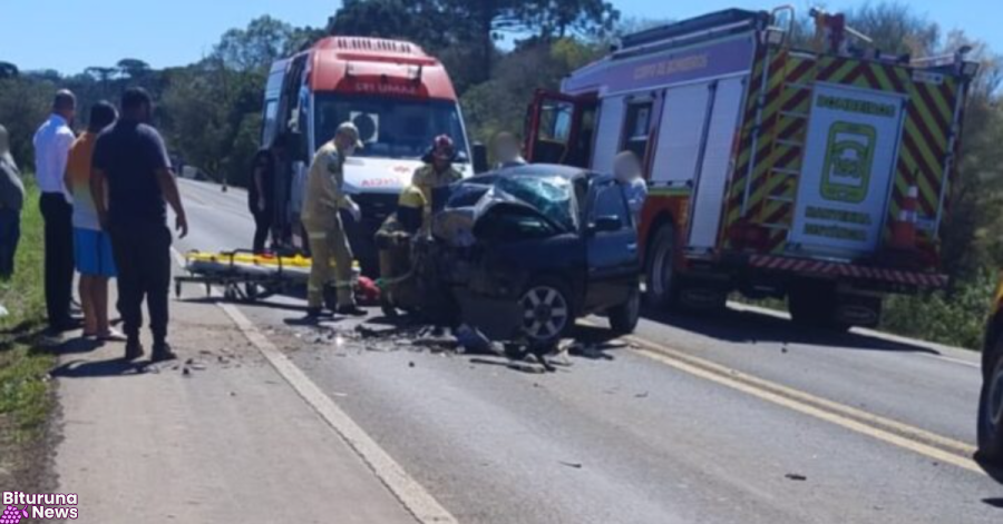 Colisão grave na BR-153 deixa um morto e cinco feridos