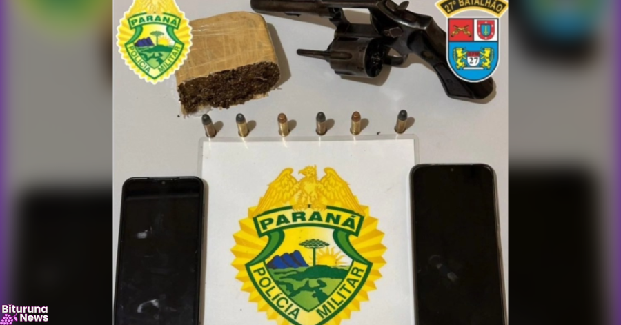 Em Bituruna, três homens são presos com revólver e maconha na PR-446