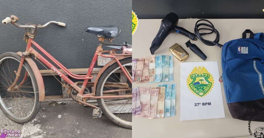 PM de União da Vitória prende dois por furto em barbearia, mulher por bicicleta furtada e motorista embriagado em um dia