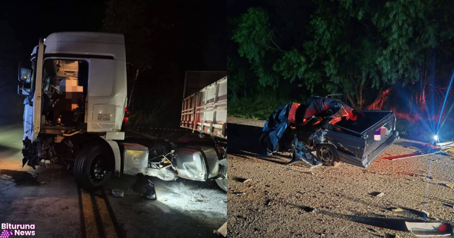 Jovem morre em colisão frontal entre carreta de Cruz Machado e Saveiro na PRC-280