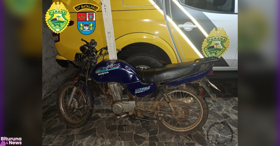 Suspeito abandona moto furtada e foge a pé ao perceber viatura em Cruz Machado
