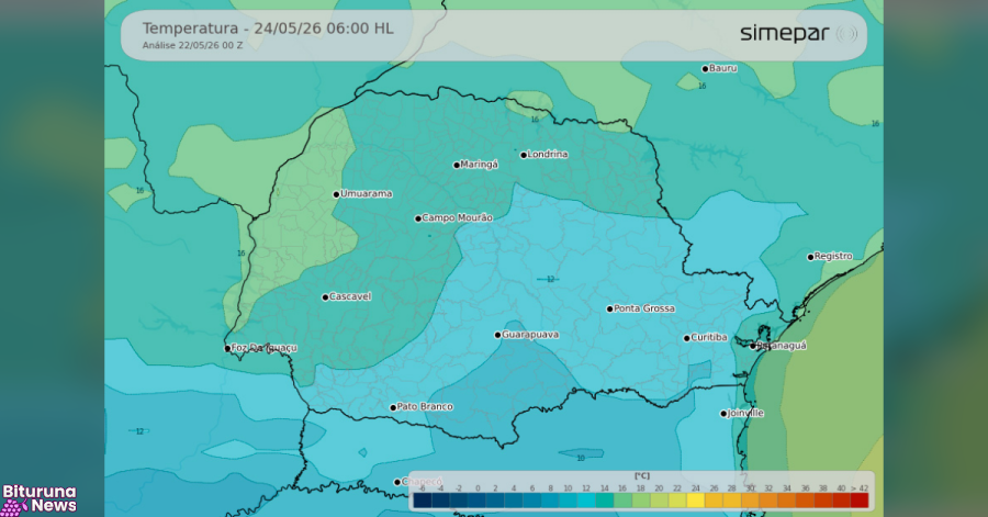 Fim de semana será gelado e com chuva em boa parte do Paraná, prevê Simepar