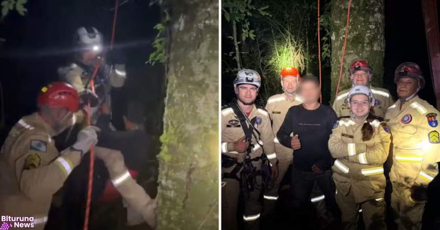 Jovem que colhia pinhão é resgatado após ficar mais de duas horas no topo de araucária em Imbituva