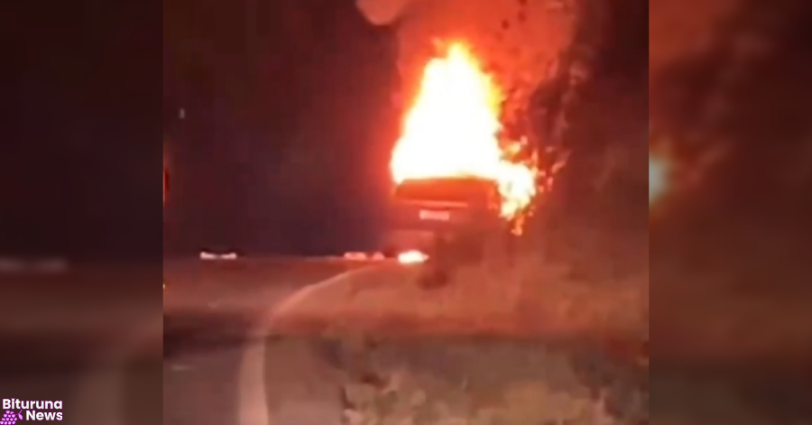 Carro pega fogo de forma espontânea na BR-153, em Rebouças