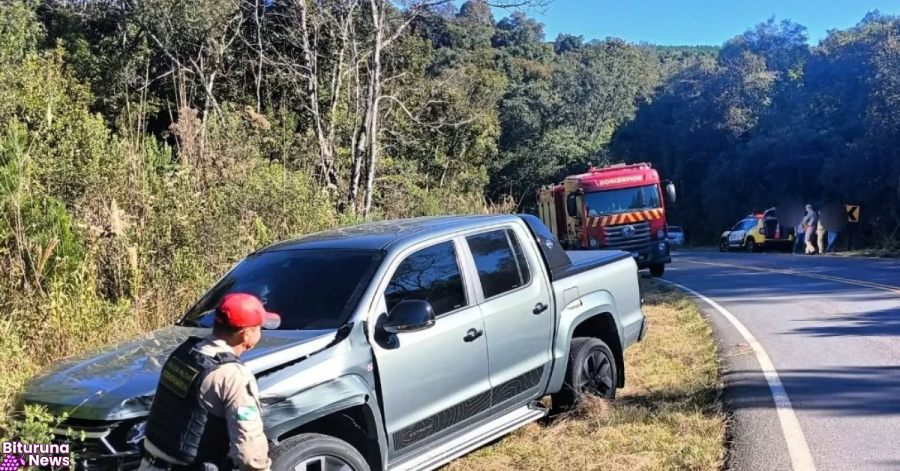 Colisão entre Amarok e Onix deixa mulher ferida na PR-447 em Cruz Machado