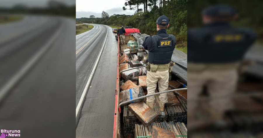 PRF apreende quase 2,5 toneladas de maconha e prende caminhoneiro drogado e 'batedor' em Guarapuava