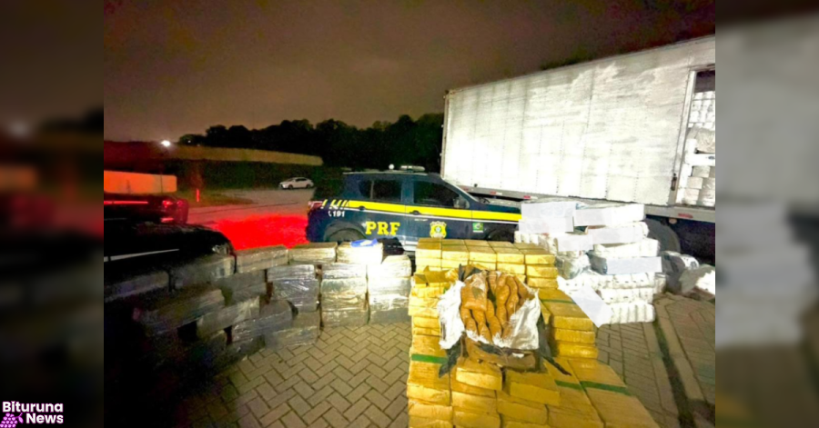 Caminhão carregado em Porto União é interceptado na BR-476 com mais de 2 toneladas de drogas
