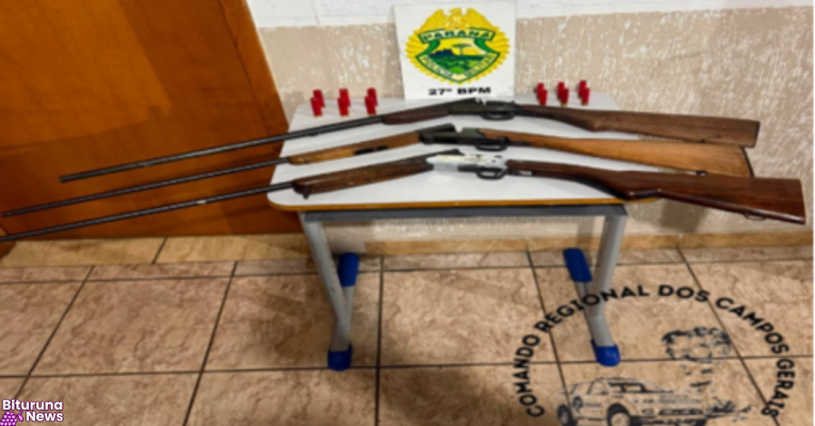 ROTAM com cães apreende três espingardas e munições e prende homem em Cruz Machado