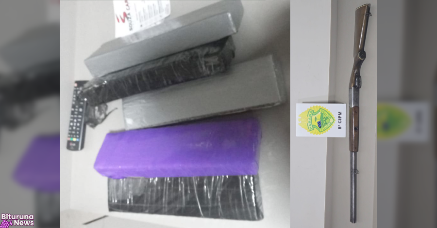 Operações da PM apreendem espingarda calibre 12 e quase 5 kg de maconha em Irati; quatro são presos