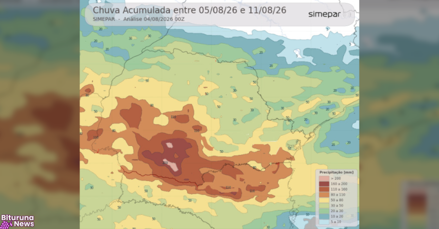 Ciclone impulsiona frente fria e traz risco de granizo e vendavais ao Sul do Paraná