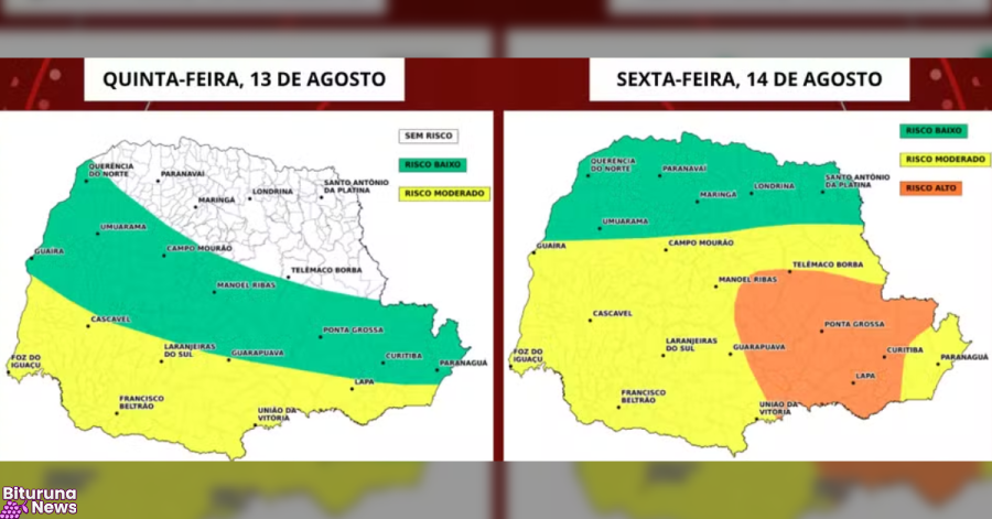 Paraná tem novo alerta de tempestades intensas a partir desta quinta-feira