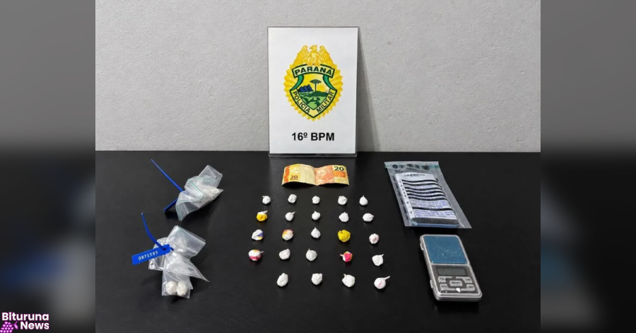 PM apreende 32 invólucros de cocaína e prende suspeito de tráfico em Pinhão