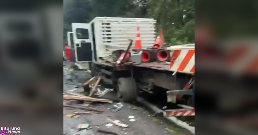 Caminhão se envolve em acidente na BR-476 próximo ao trevo de Paulo Frontin