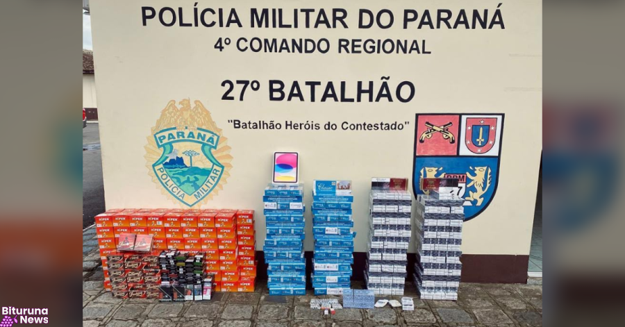Dupla é presa com carga de cigarros e medicamentos contrabandeados na BR-153