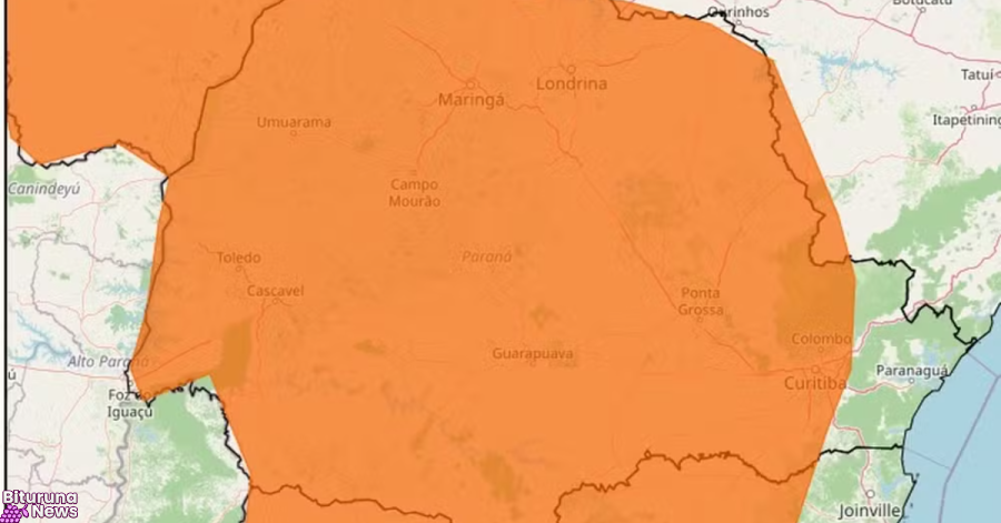 Inmet emite alerta laranja de perigo para tempestades em 340 cidades do Paraná