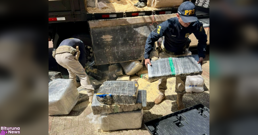 PRF apreende 2,6 ton de maconha durante fiscalização de freios em veículo de carga no Paraná