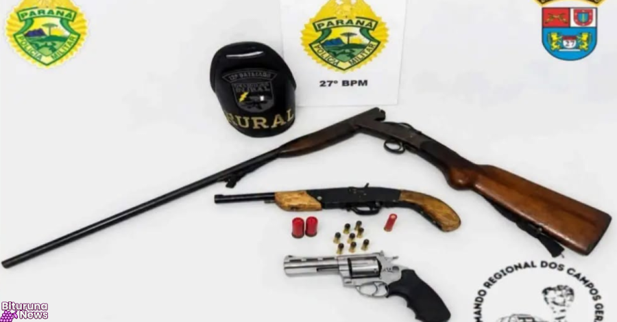 Caseiro foge ao ver a PM e deixa três armas em propriedade rural de Bituruna